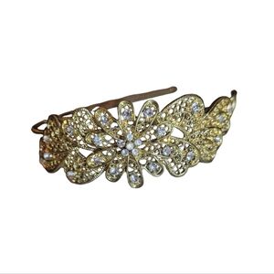 Unbranded Golden Rhinestone Metal Headband Sparkling Hair Accessory